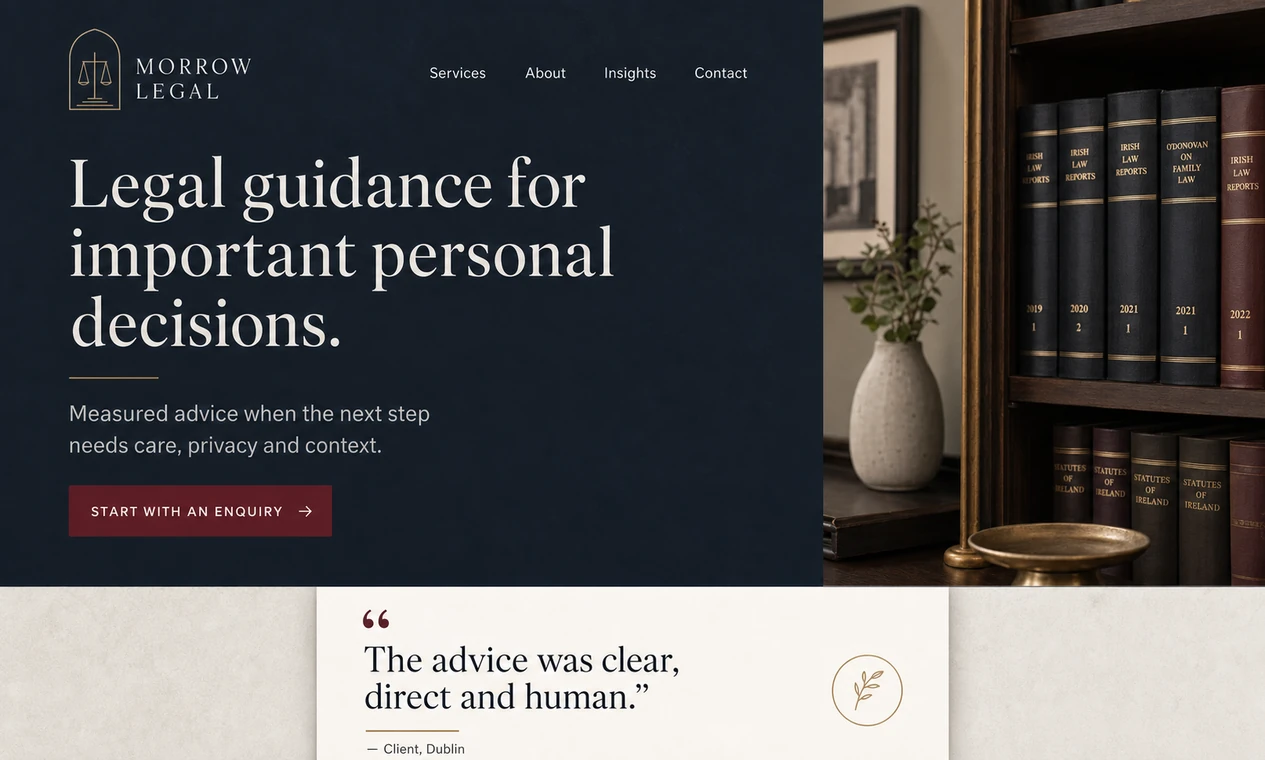Sample website variation for Morrow Legal, a fictional solo legal specialist.